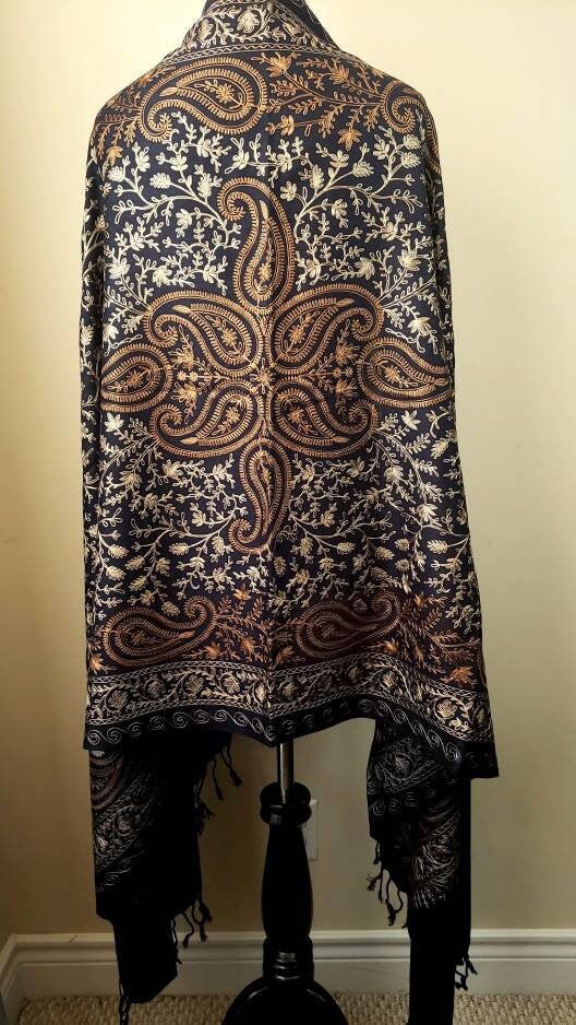 navy wool shawl