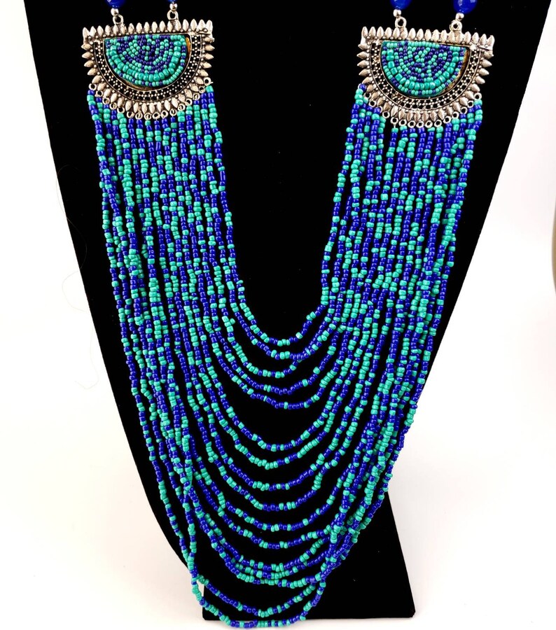 Multistrand Colorful Seed Bead Necklace Long Beaded Boho Etsy