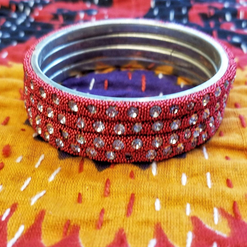stacking bangles Red bangles rhinestone bangles Size 2.6 and Size 2.4 Valentine/'s gift gifts for her Indian bangles Indian jewelry