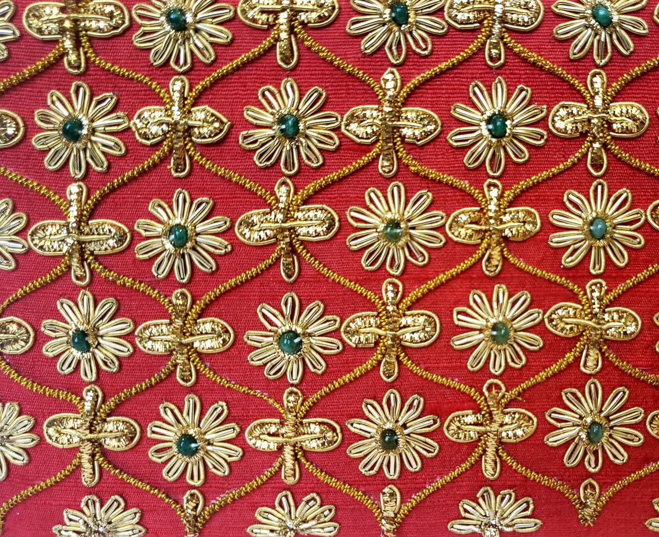 Silk evening bag, red and gold clutch,embroidered handbag, embellished ...