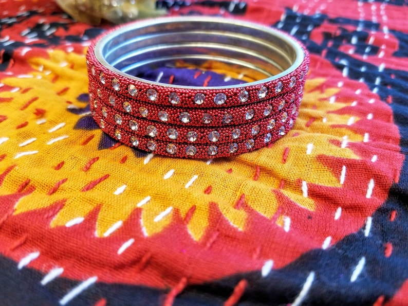 stacking bangles Red bangles rhinestone bangles Size 2.6 and Size 2.4 Valentine/'s gift gifts for her Indian bangles Indian jewelry
