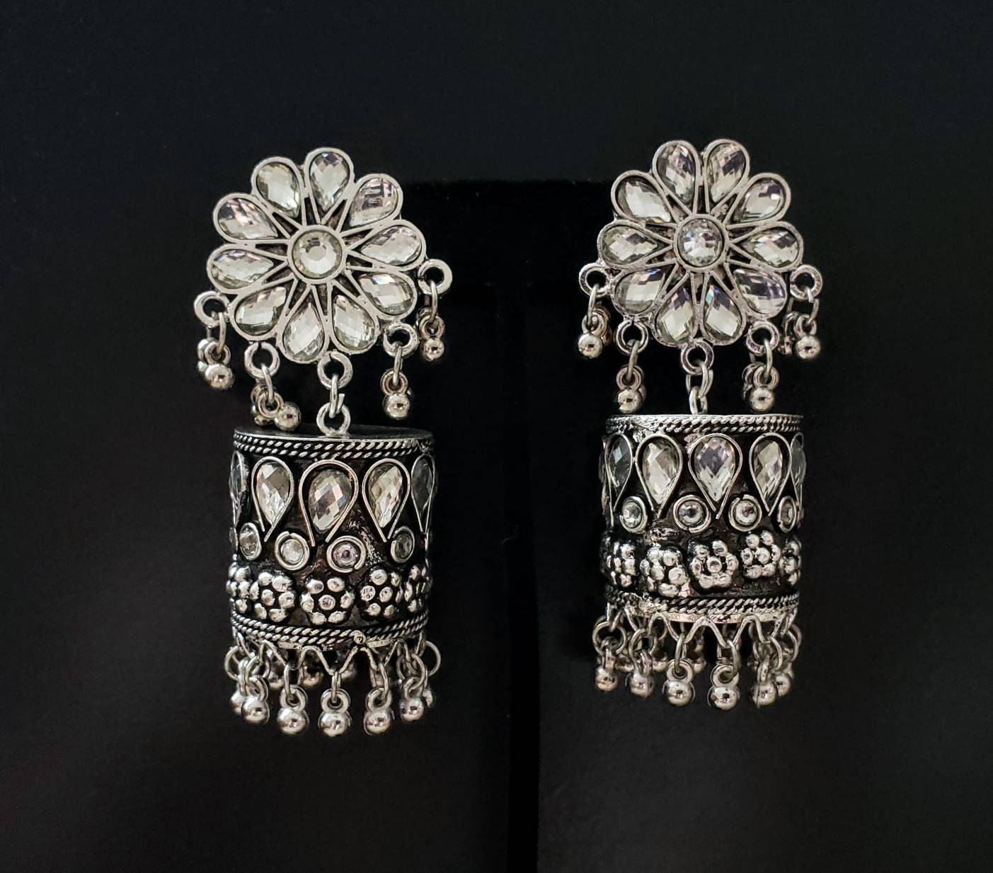 Afghani jewelry,Afghani earrings,oxidized silver Indian jewelry