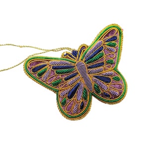 Mardi Gras ornament, embroidered purple gold butterfly Christmas ornament, Mardi gras decor, New Orleans Louisiana butterfly ornament