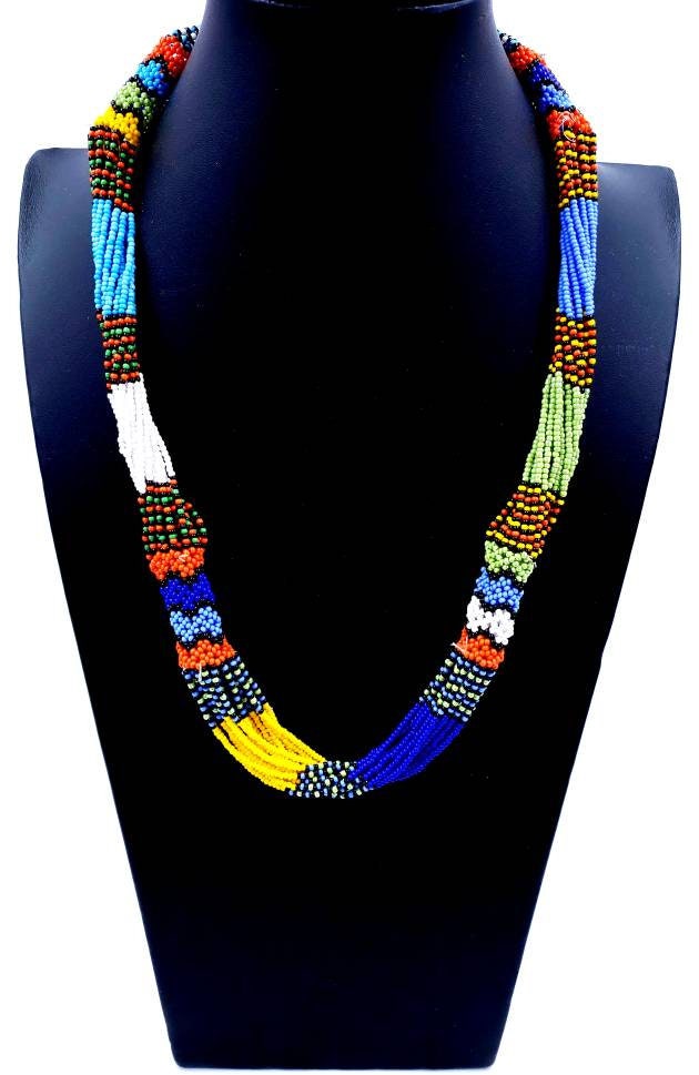 African Seed Bead Necklace Earrings Tribal Zulu Jewelry Set African Seed Bead Necklace Earrings Tribal Zulu Jewelry Set