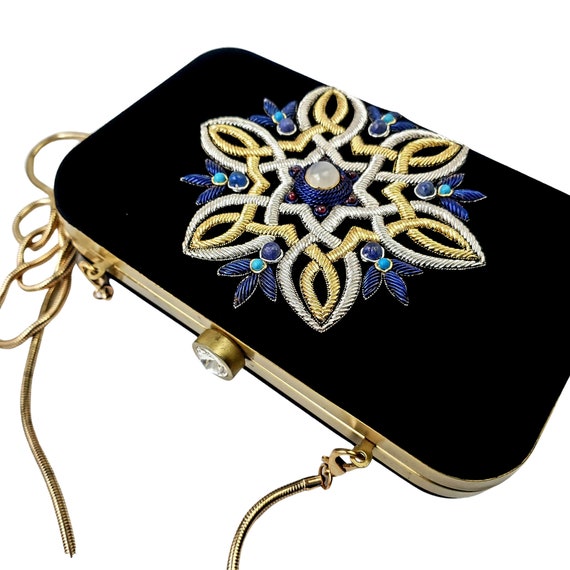 Gold hard case clutch shop