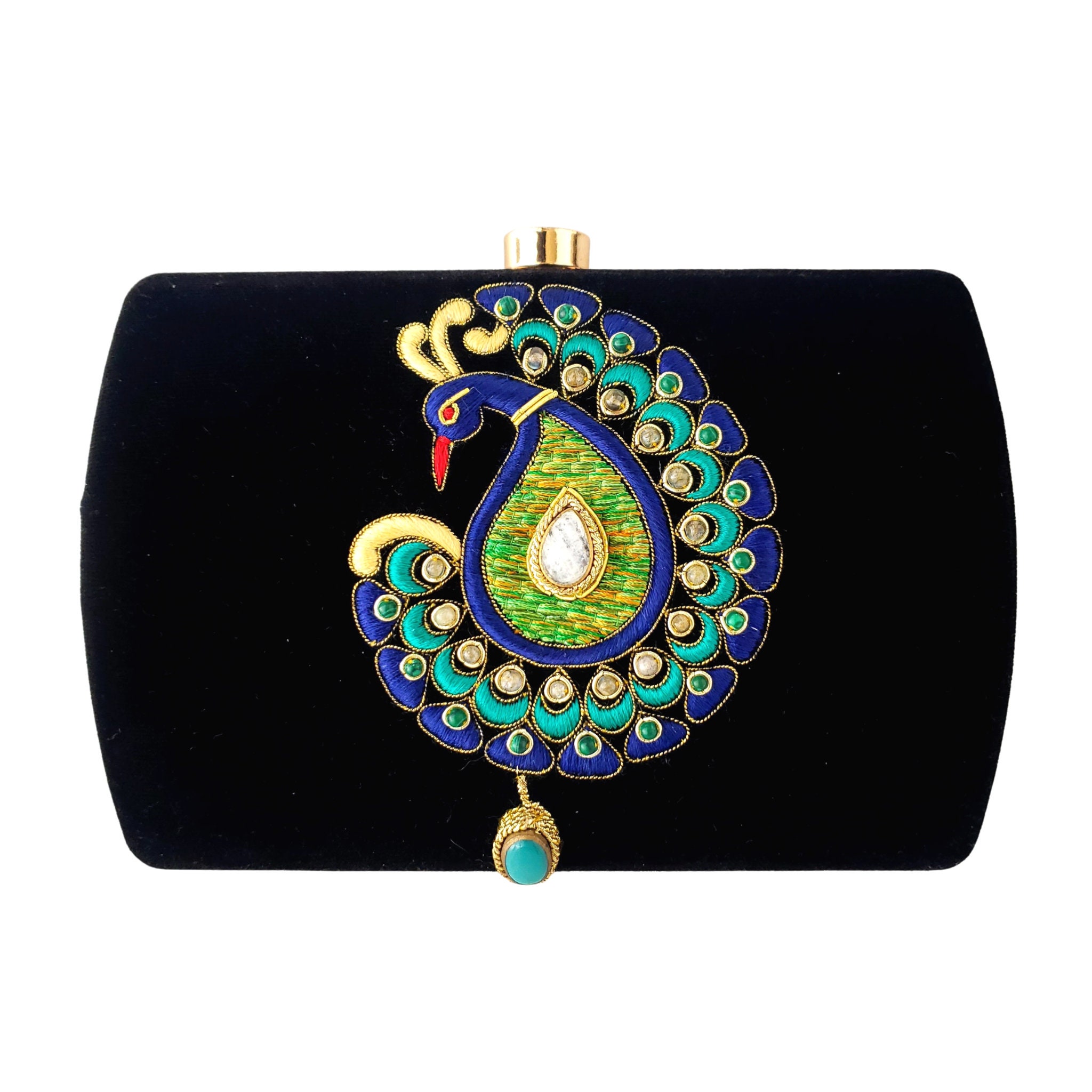 Embroidered velvet designer clutch, luxury evening clutch bag