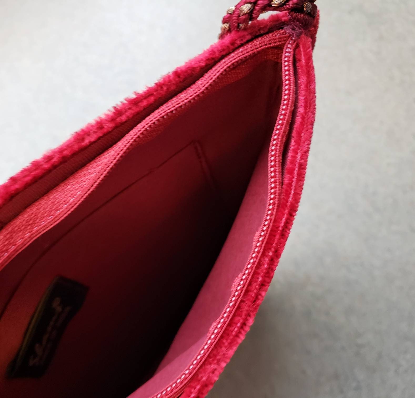 Slim Crossbody Bag Hand Embroidered Red Velvet Zardozi Pouch | Etsy