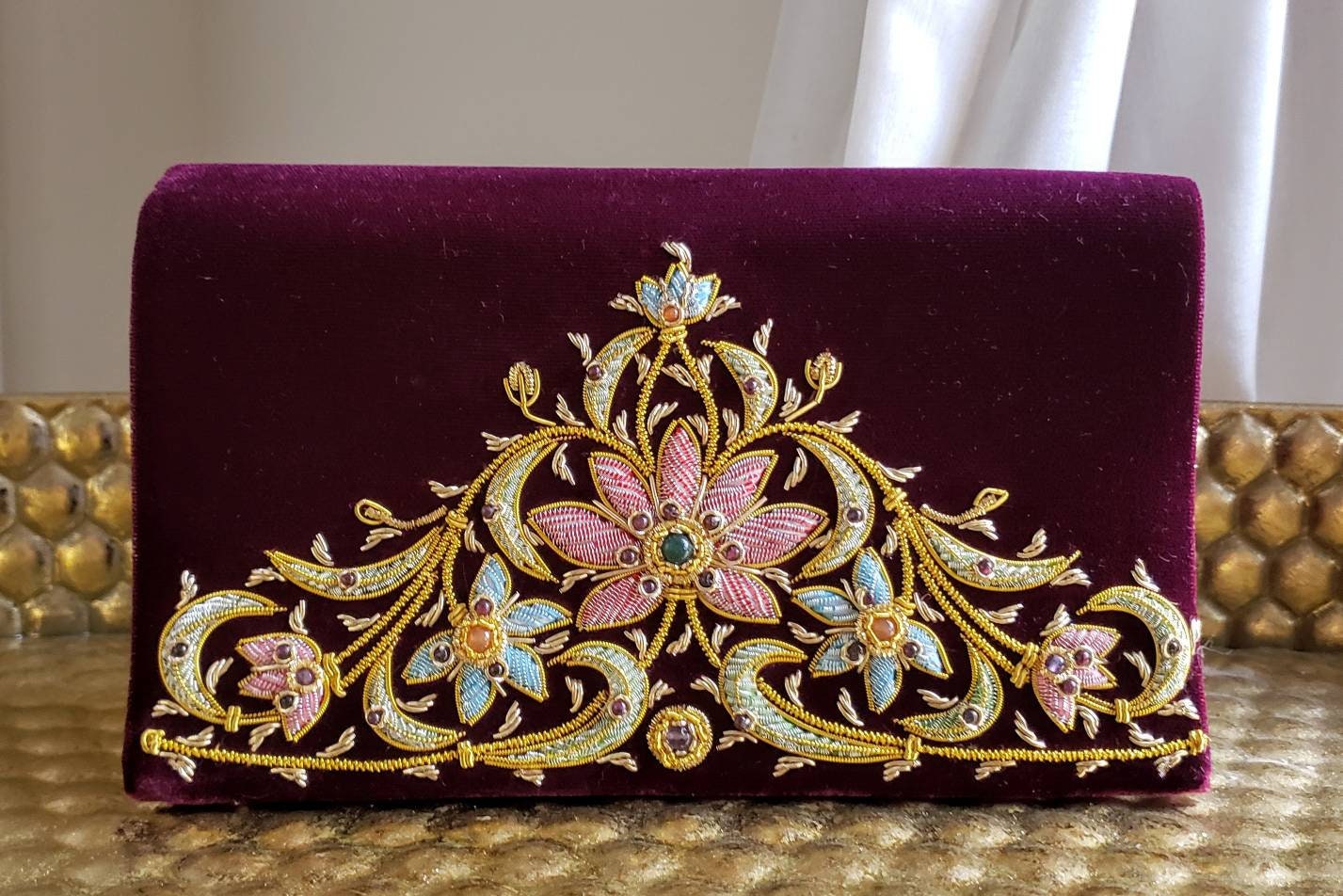 burgundy velvet evening bag