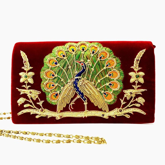 Craft Trade Womens Cotton Handmade Traditional Design Peacock Geometric  Print Embroidered Patch Work With Handle Rajasthani Clutch Bag Purse Handbag  - Black : Amazon.in: Fashion
