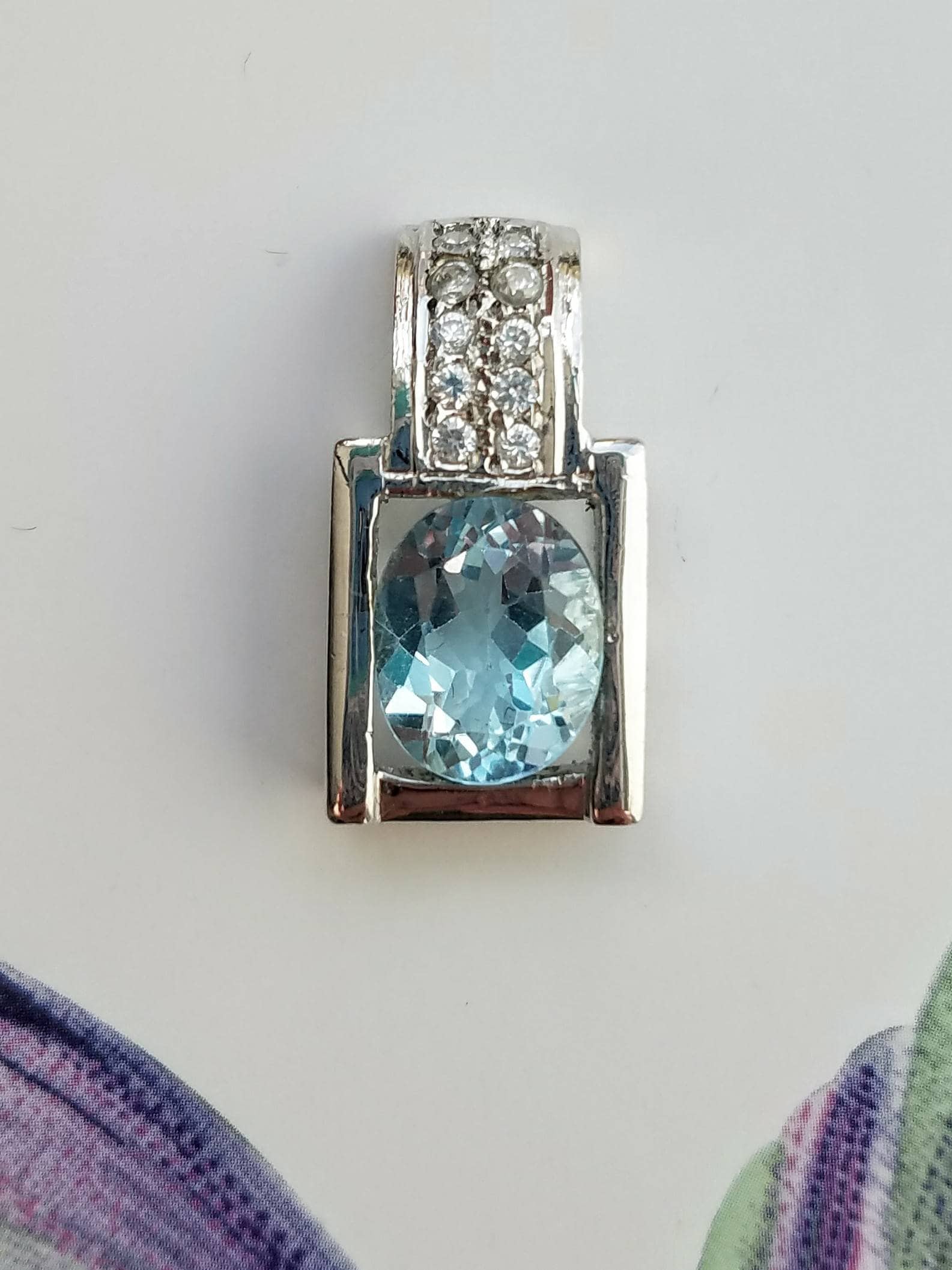 Blue topaz pendant, art deco jewelry, art deco pendant