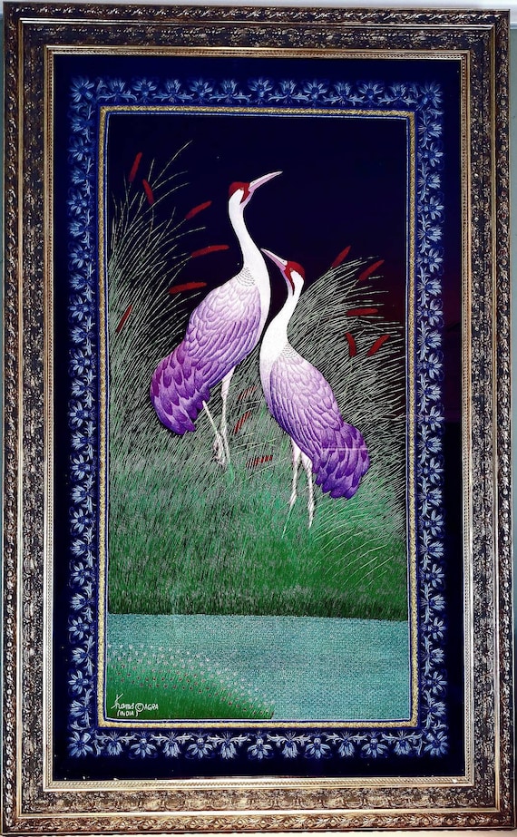Two Purple Birds on a Branch with Purple Leaves Earrings Two Purple Birds on a Branch with Purple Leaves Earrings