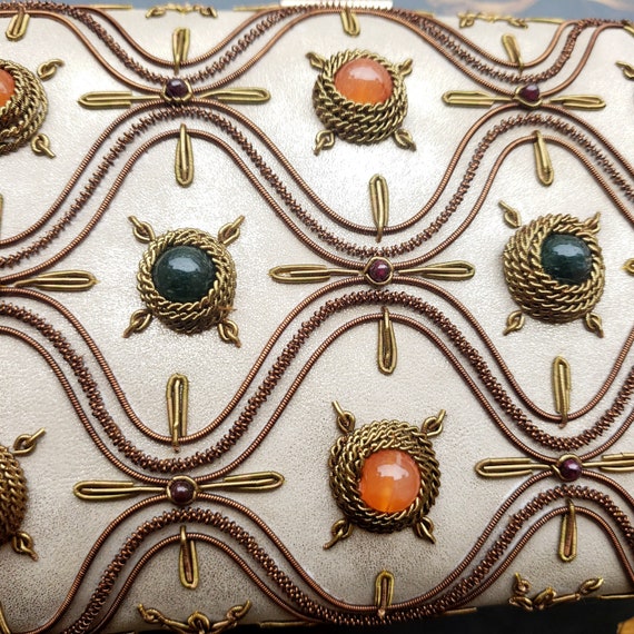 Rose Gold Evening Bag OOAK Statement Handmade Embroidered Hard