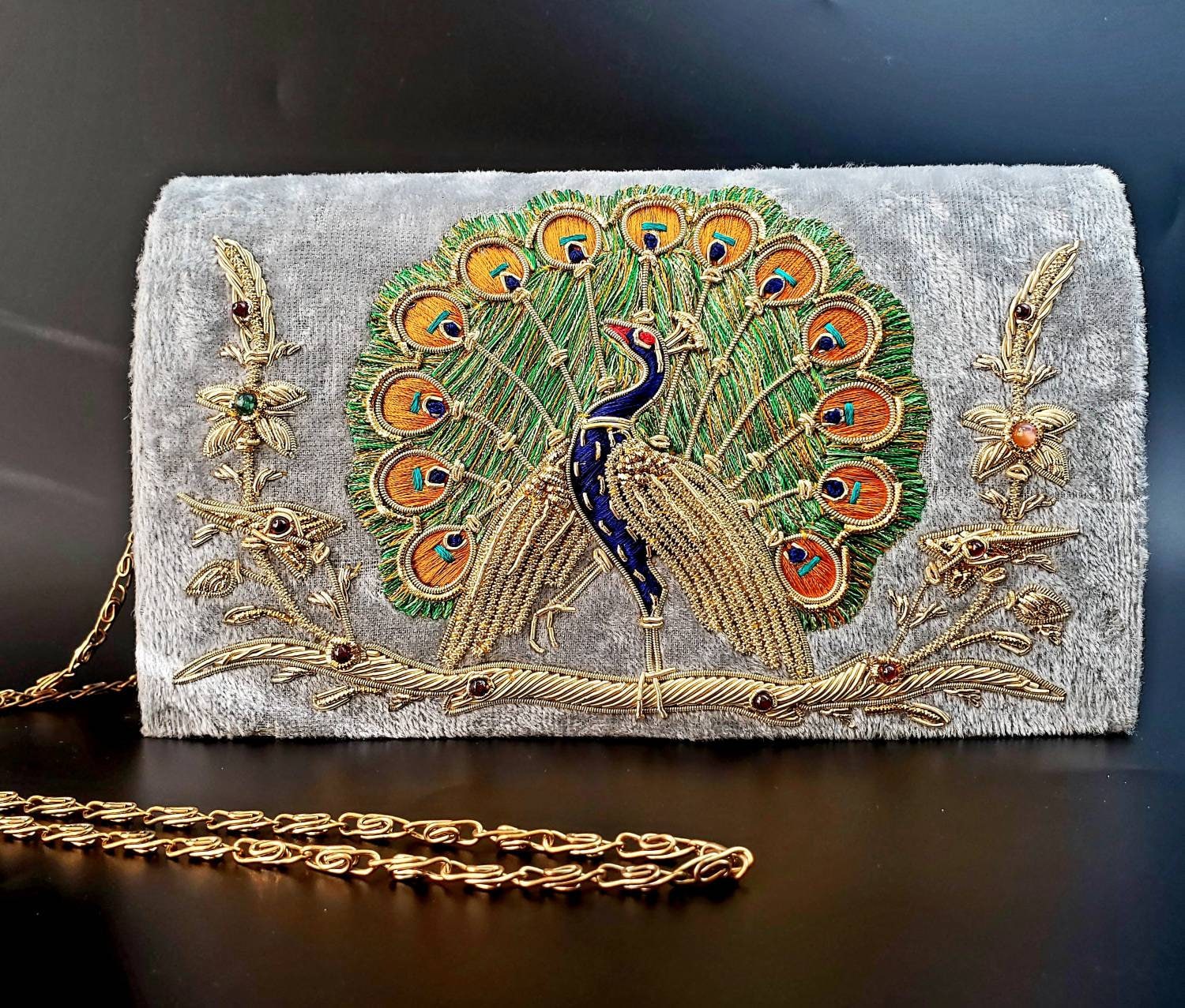 Peacock Feather Bag - Olivia Dar