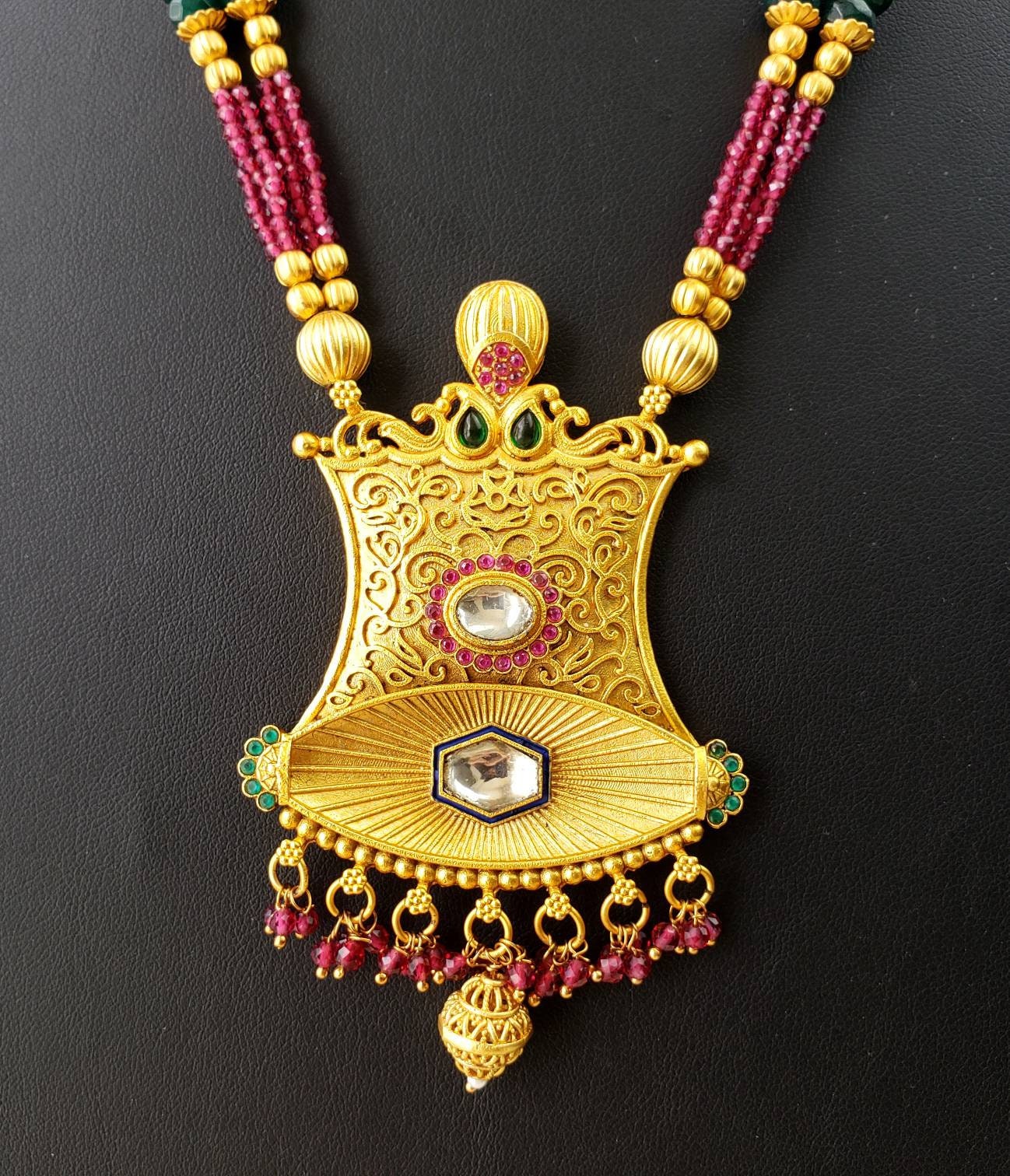 Traditional Design Indian Long Necklace w/ Earrings #44244 | Buy  Traditional Necklace Sets Online