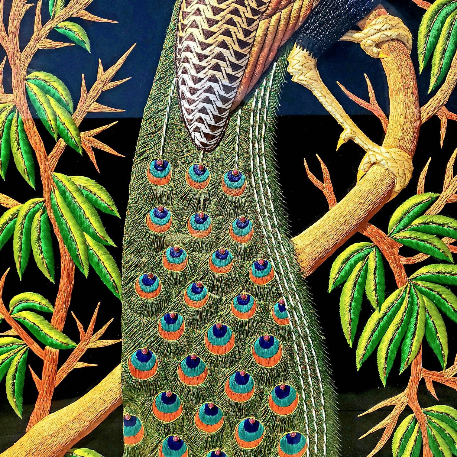 Peacock Wall Art Decorative Panel Jewel Art Tapestry, 35W X 47H