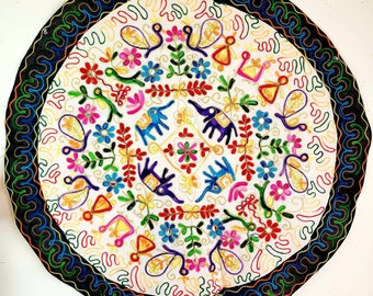Handmade Embroidered Elephant Tapestry: Indian Bohemian Wall Decor