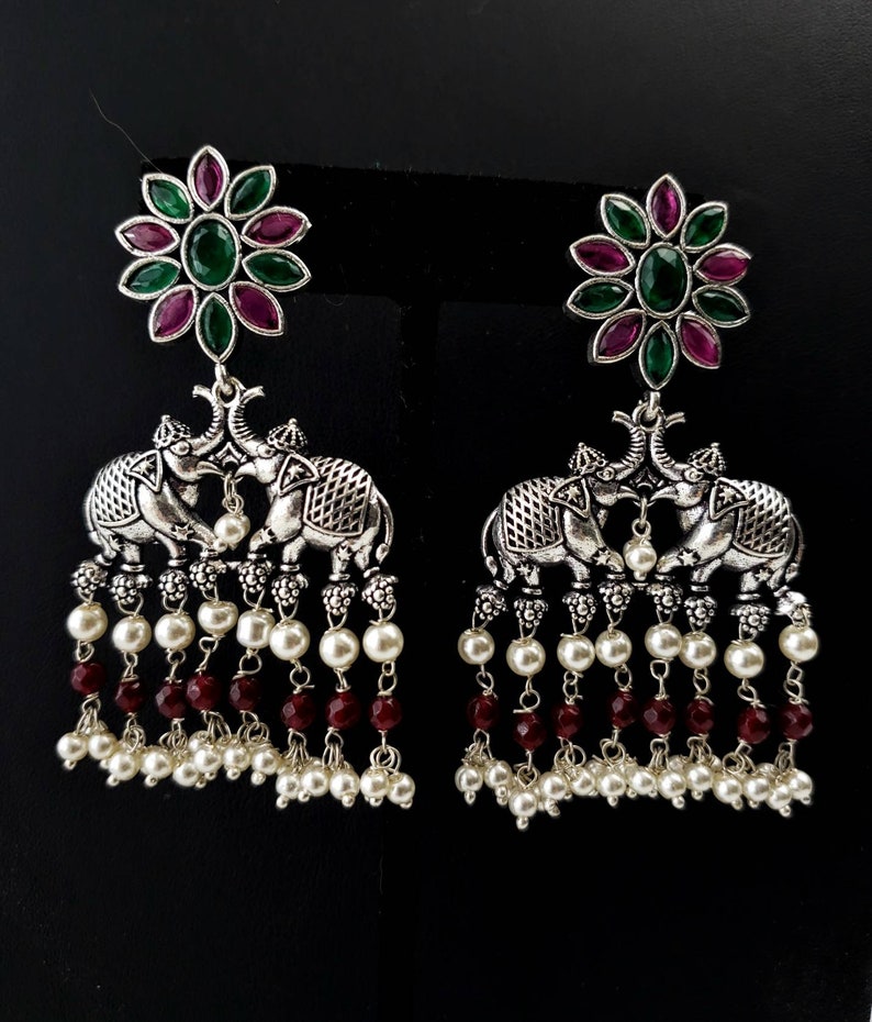 India jhumka,elephant jewelry India CZ jewelry animal jewelry elephant lover gift jhumka necklace India elephant choker