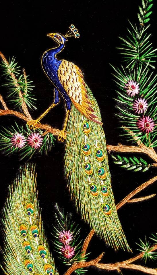 Peacock wall art peacock embroidery Peacock wall hanging Etsy