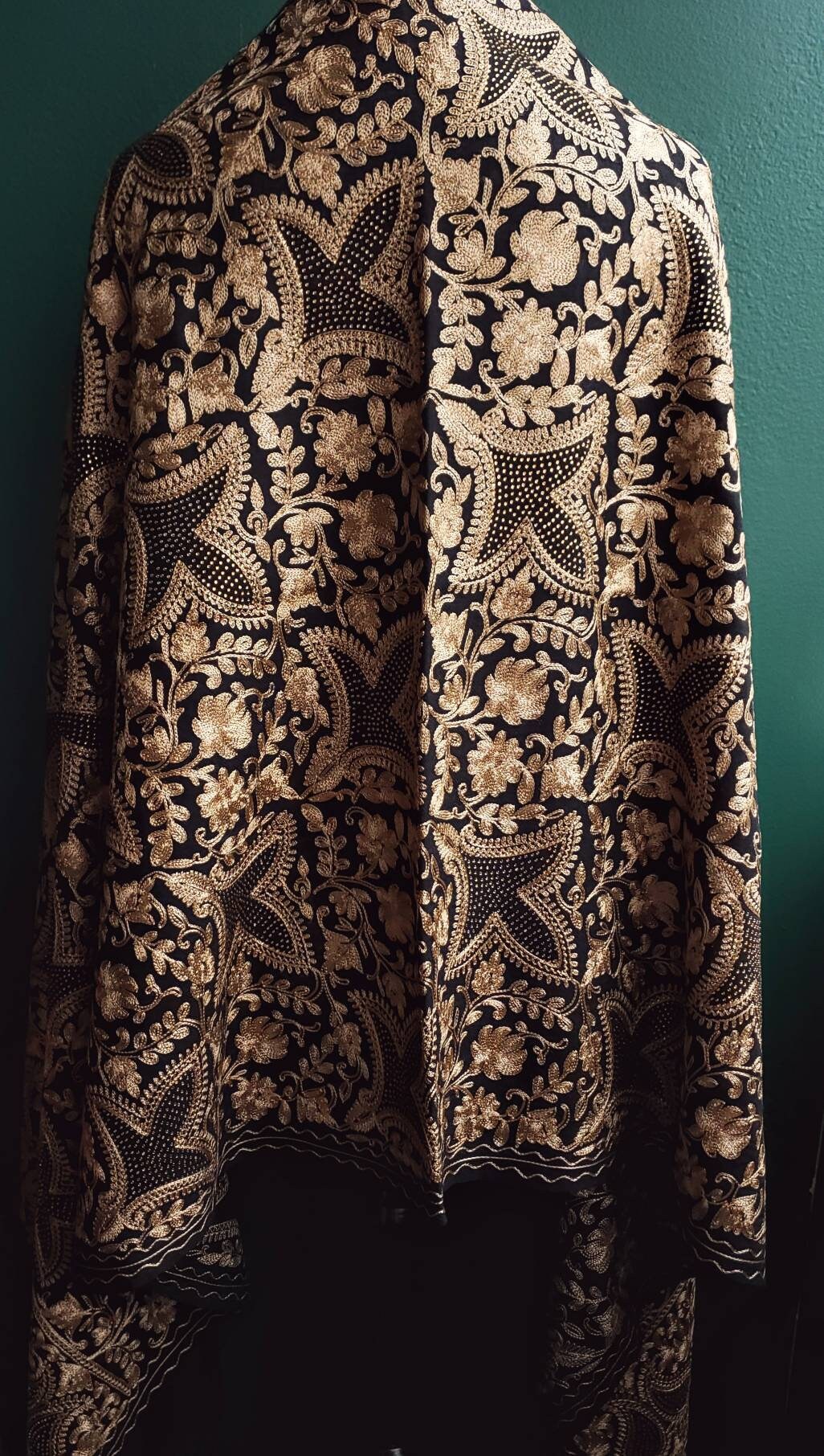 embroidered black shawl