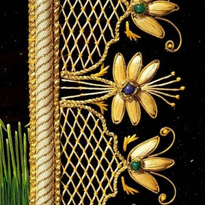 Large Hand Embroidered Peacock Wall Art: Zardozi India Decor image 10