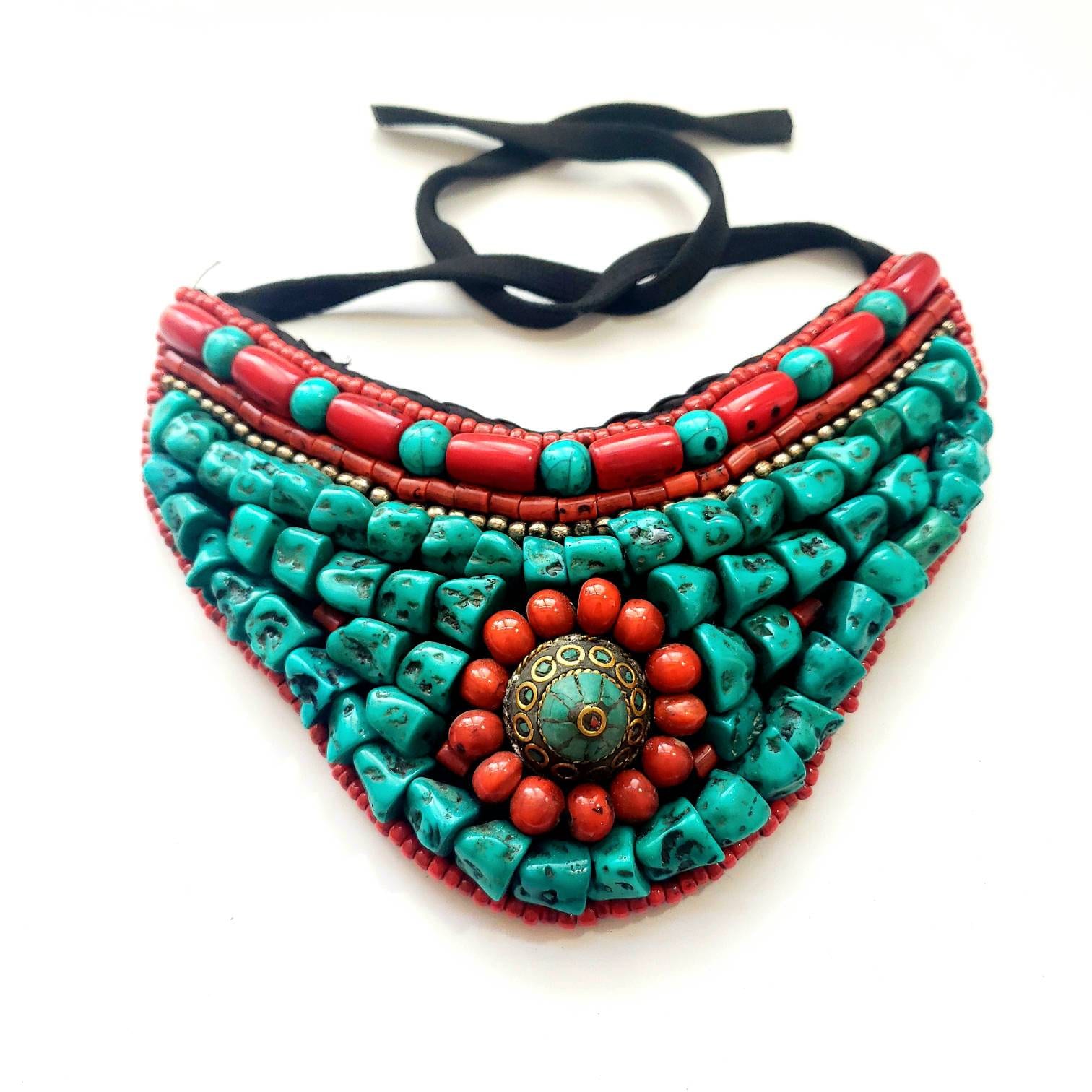 Buy Blue, Turquoise Bib Necklace, Good Bib Statement Necklace Online in  India - Etsy