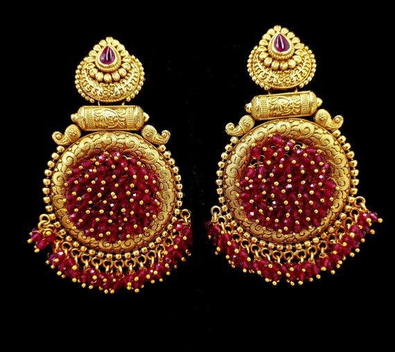 NO RESERVE - 18 kt. Gold - Earrings Rubies - 1930s - Catawiki