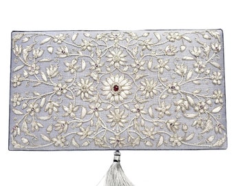 Embroidered Silk Wedding Keepsake Box: Floral Bridal Memory Box