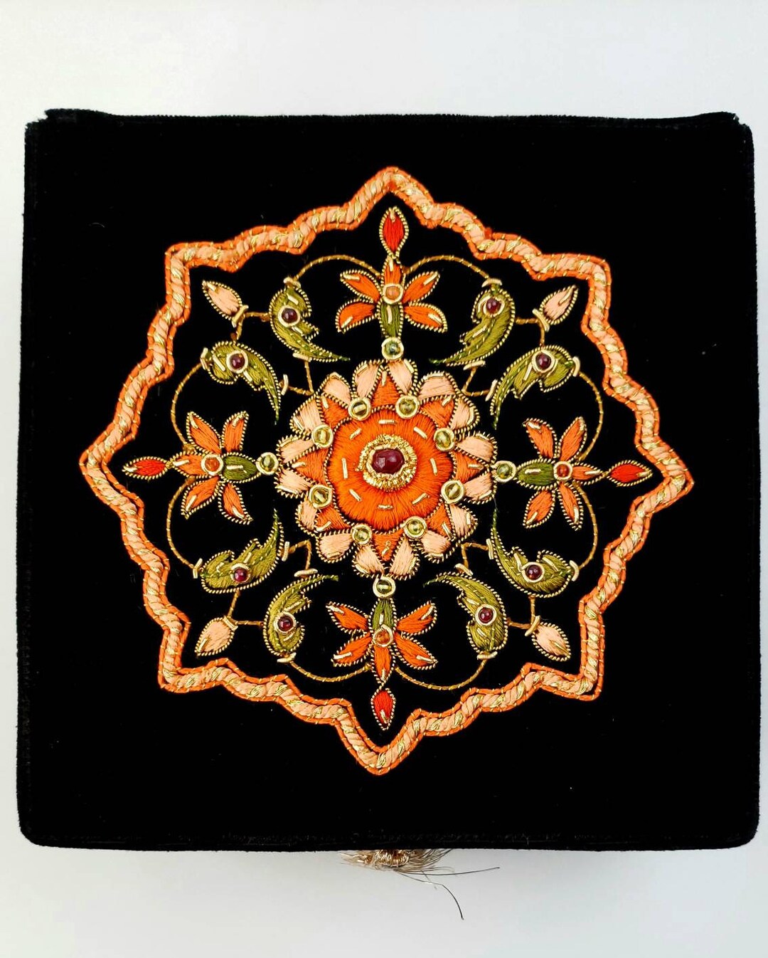 Embroidered Black Velvet Jewelry Box, Velvet Gift Box,jewelry Gift Box