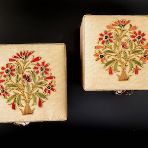 embroidered box keepsake box black velvet box gift for him Men/'s jewelry storage box memento box zardozi star ruby gift for father
