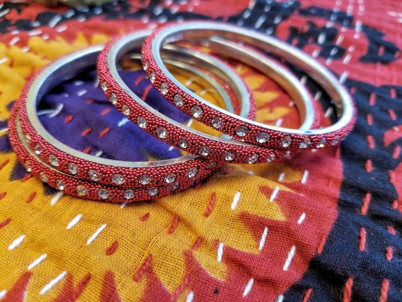 stacking bangles Red bangles rhinestone bangles Size 2.6 and Size 2.4 Valentine/'s gift gifts for her Indian bangles Indian jewelry