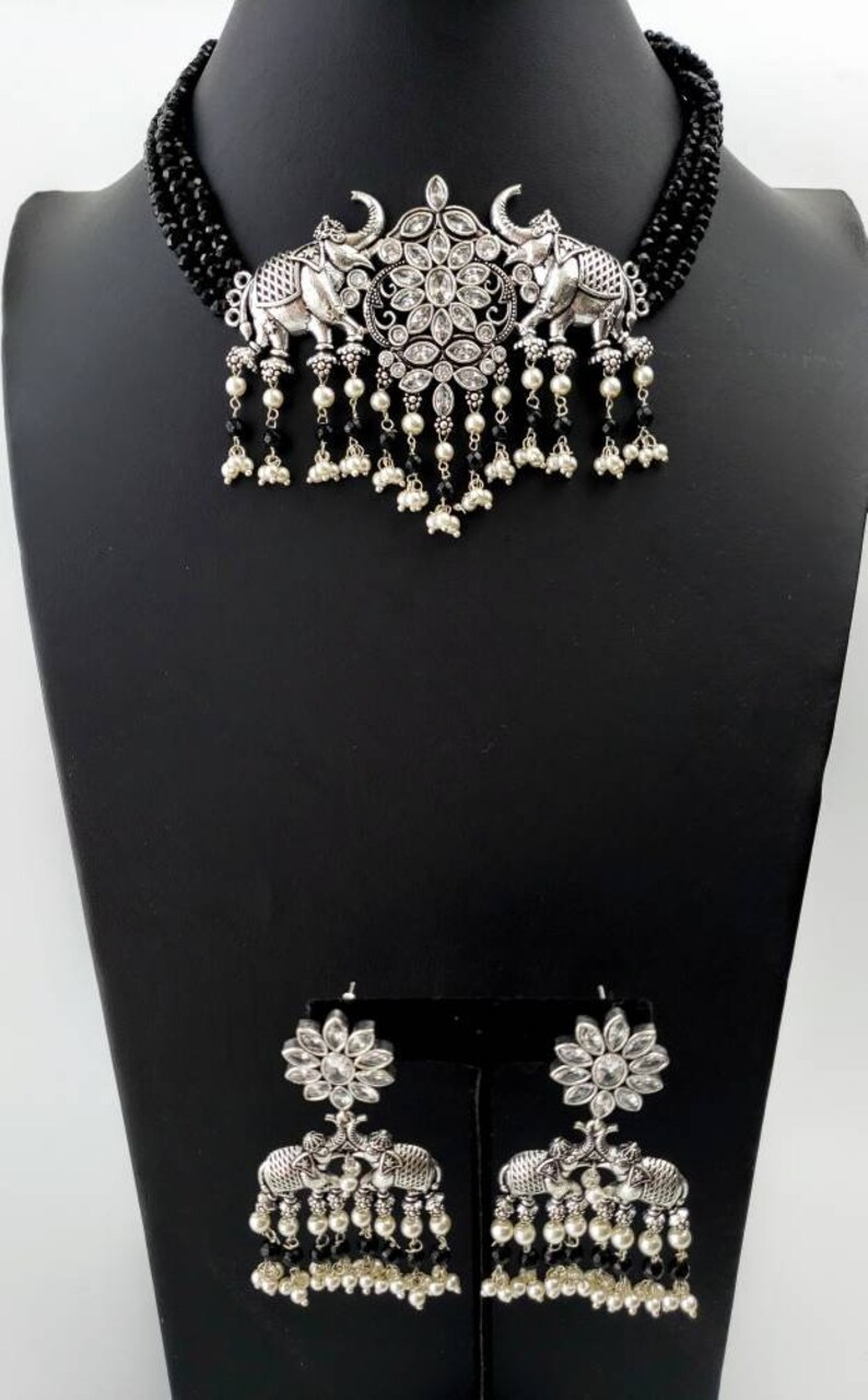India jhumka,elephant jewelry India CZ jewelry animal jewelry elephant lover gift jhumka necklace India elephant choker
