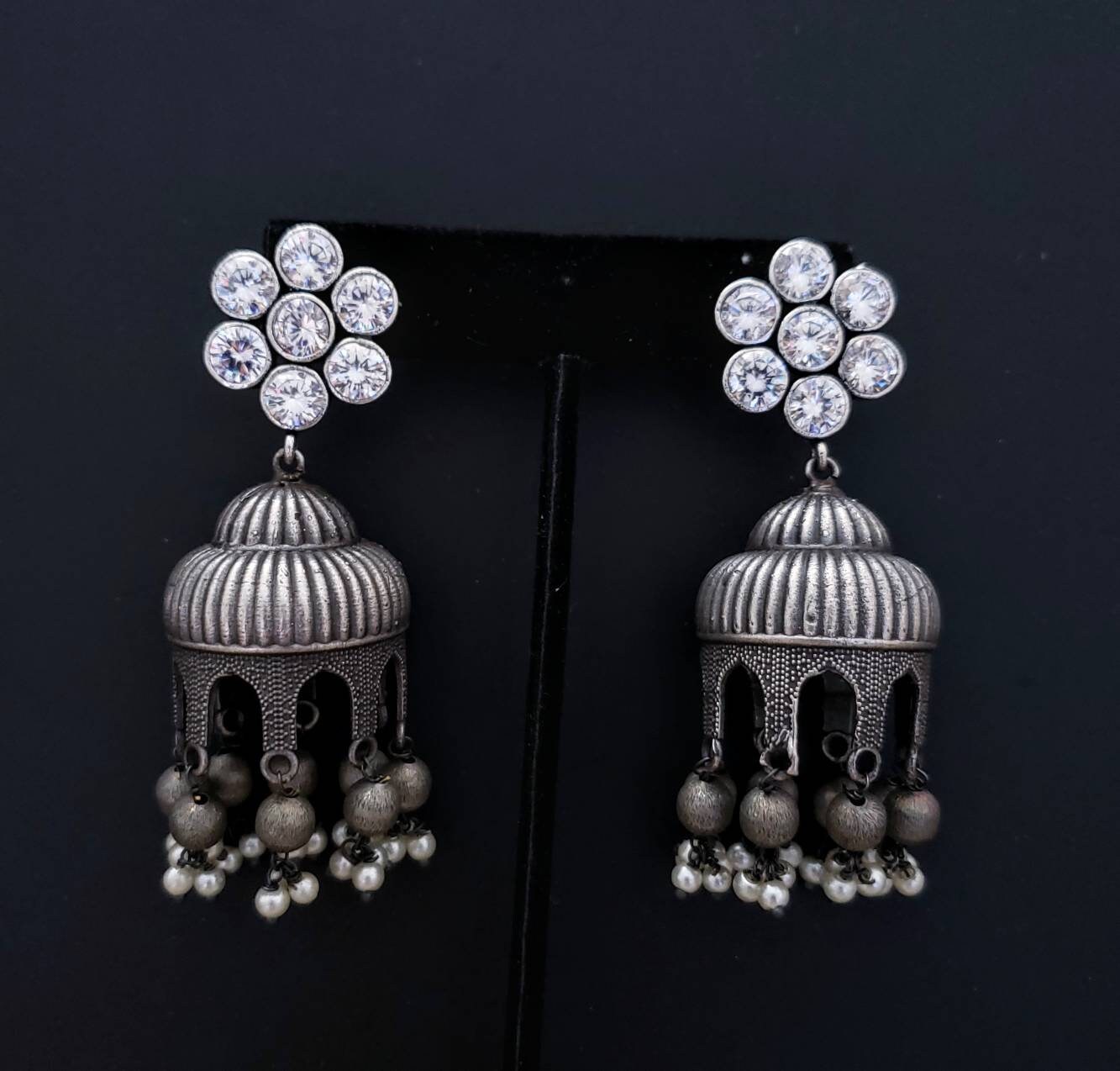 Efulgenz Indian Maang Tikka Earrings Set Bollywood Crystal Rhinestone Head  Chain Dangle Jhumka Earrings Jewelry Set - Walmart.com