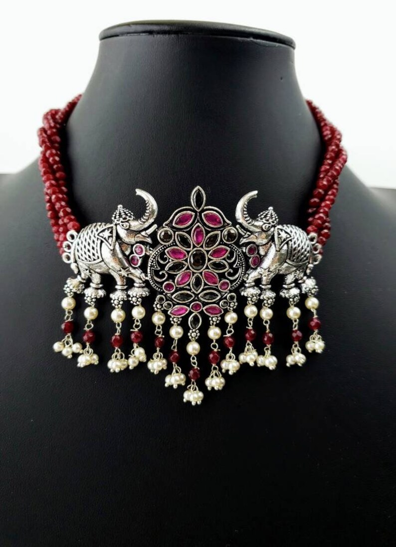 India jhumka,elephant jewelry India CZ jewelry animal jewelry elephant lover gift jhumka necklace India elephant choker