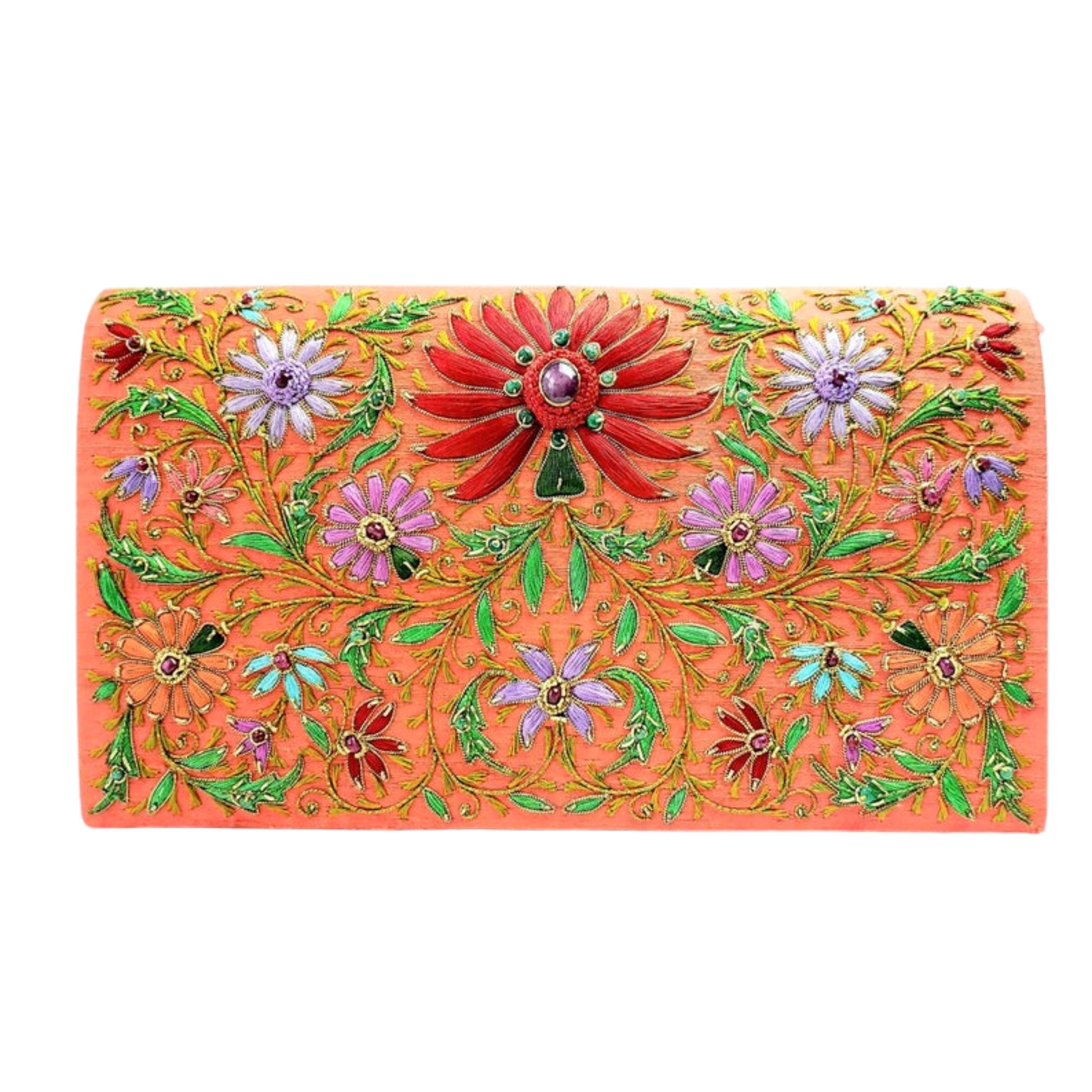 Red Pink Embroidered Floral Clutch – BoutiqueByMariam