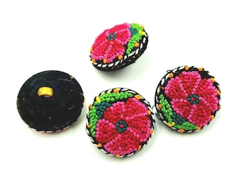 Embroidered handcrafted buttons, buttons with embroidery, decorative buttons with embroidery, embellished buttons, collectible buttons