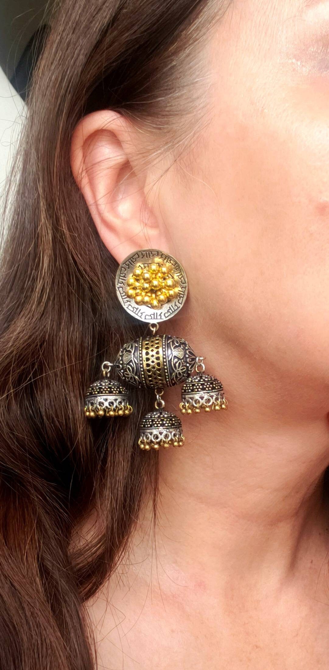 Indian ear danglers | Sterling silver long earrings | Chunky Ethnic  danglers | — Discovered
