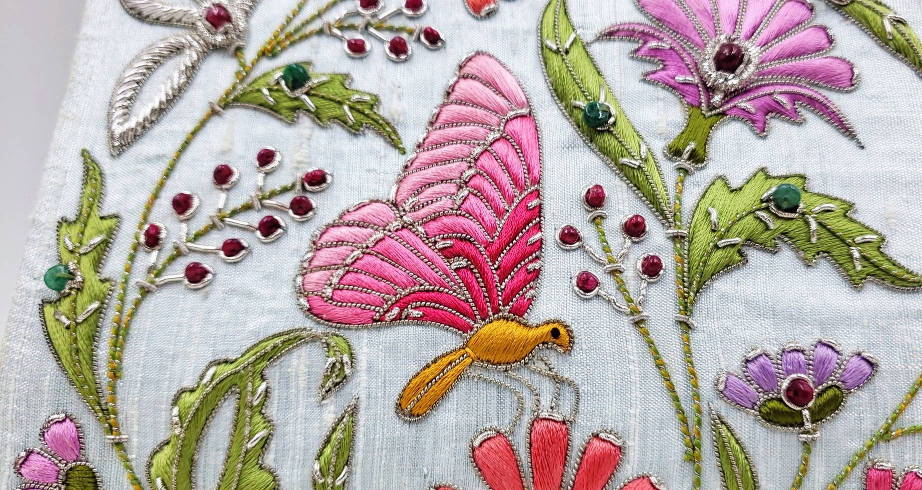 Butterfly purse, silk handbag with butterfly embroidery, butterfly