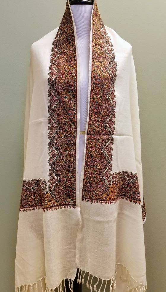 embroidered wool shawl