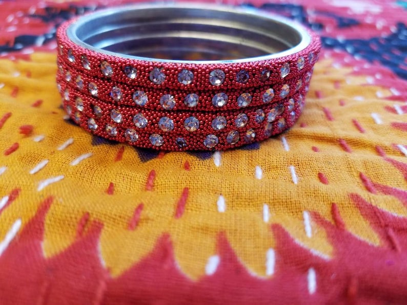 stacking bangles Red bangles rhinestone bangles Size 2.6 and Size 2.4 Valentine/'s gift gifts for her Indian bangles Indian jewelry