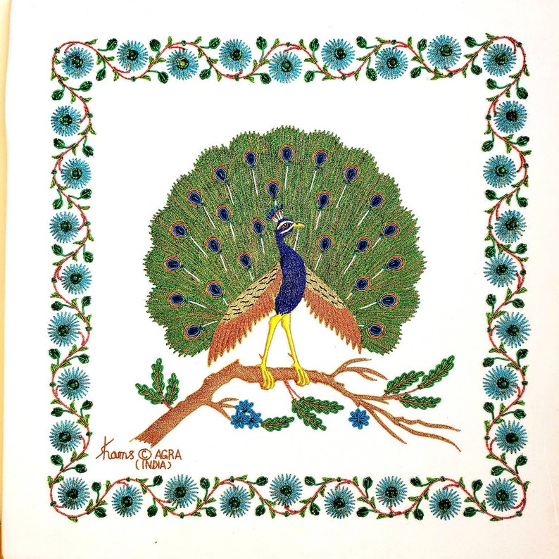 Peacock Wall Art Peacock Tapestry Peacock Embroidery Art Etsy