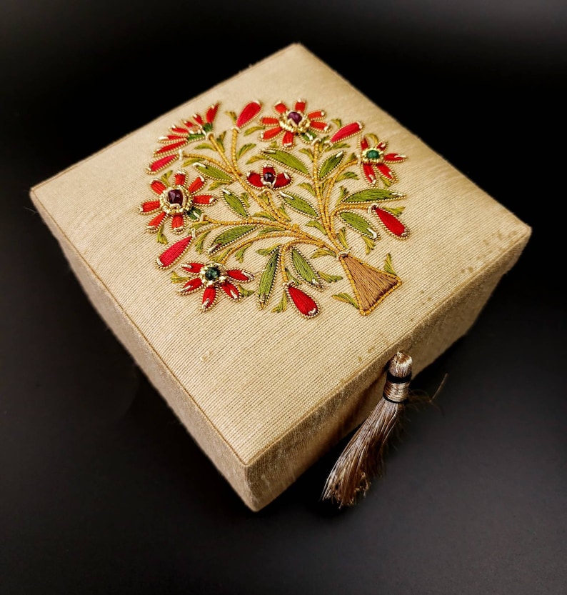 bridesmaid gift ring bearer box wedding ring box hand embroidered gift box engagement ring box keepsake box Small silk jewelry box