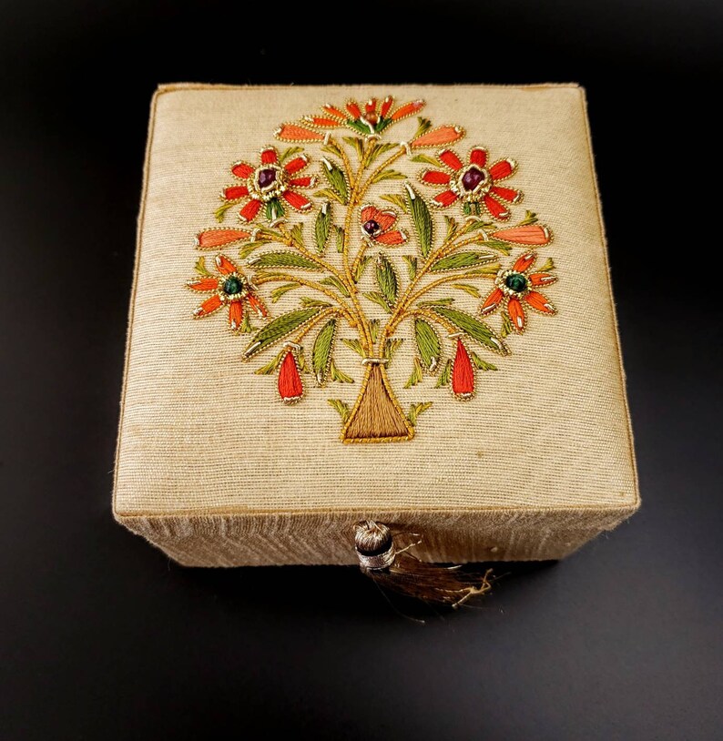 bridesmaid gift ring bearer box wedding ring box hand embroidered gift box engagement ring box keepsake box Small silk jewelry box