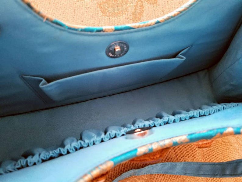 Vintage embroidered handbag, vintage turquoise handbag, OOAK handbag, statement handbag, zardozi handbag, top handle bag, gifts for her image 8