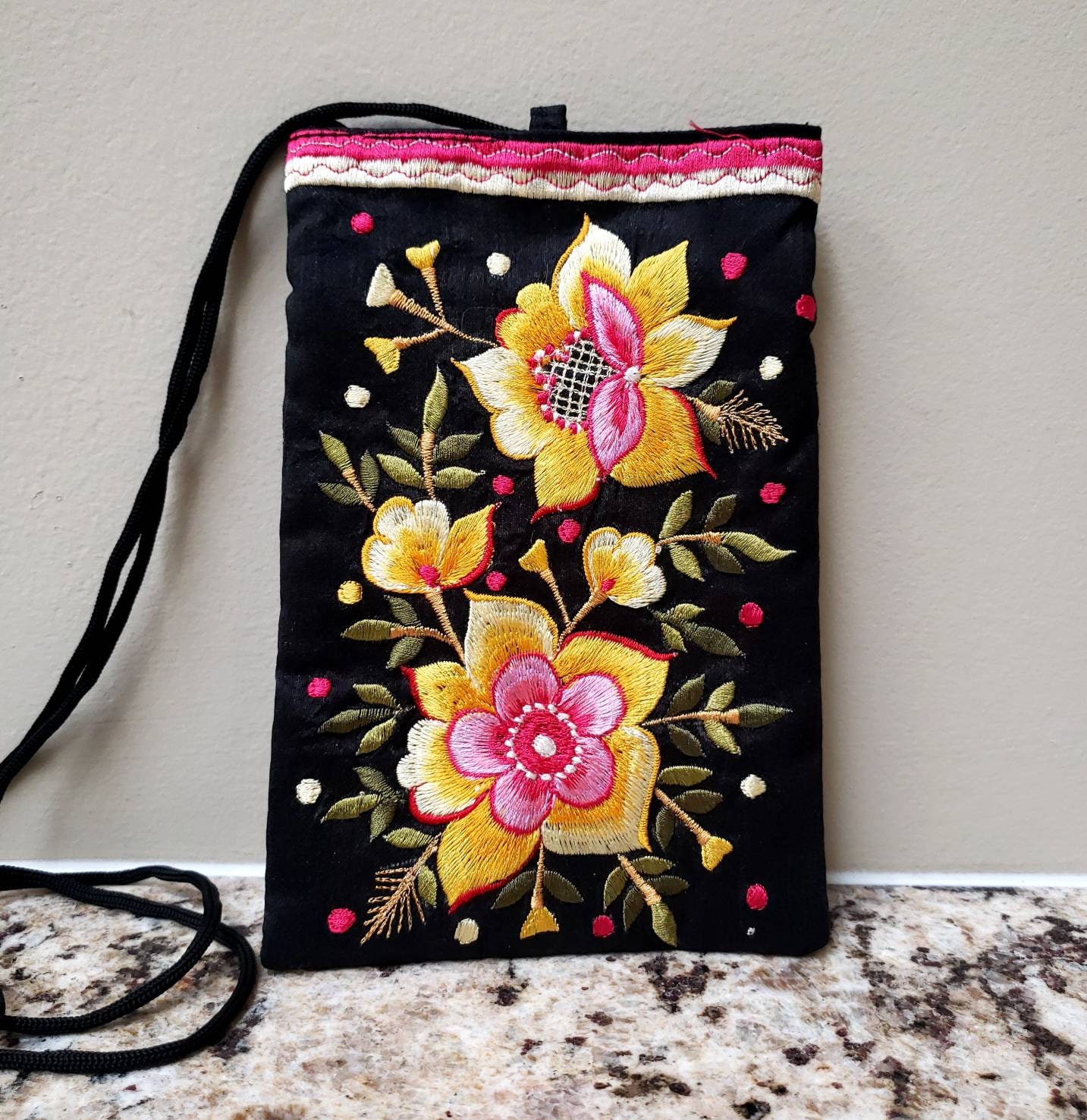floral embroidered crossbody bag