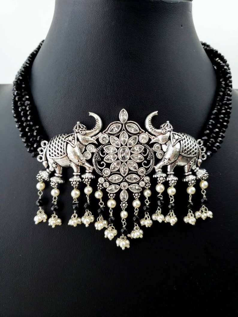 India jhumka,elephant jewelry India CZ jewelry animal jewelry elephant lover gift jhumka necklace India elephant choker