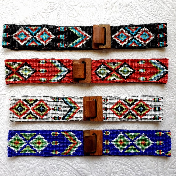 Kralen elastische stretch riem met houten gesp kleurrijke - Etsy