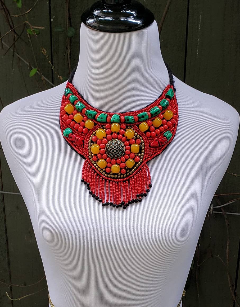 Vintage Beaded Lace Collar Necklace – Opal Pineapple