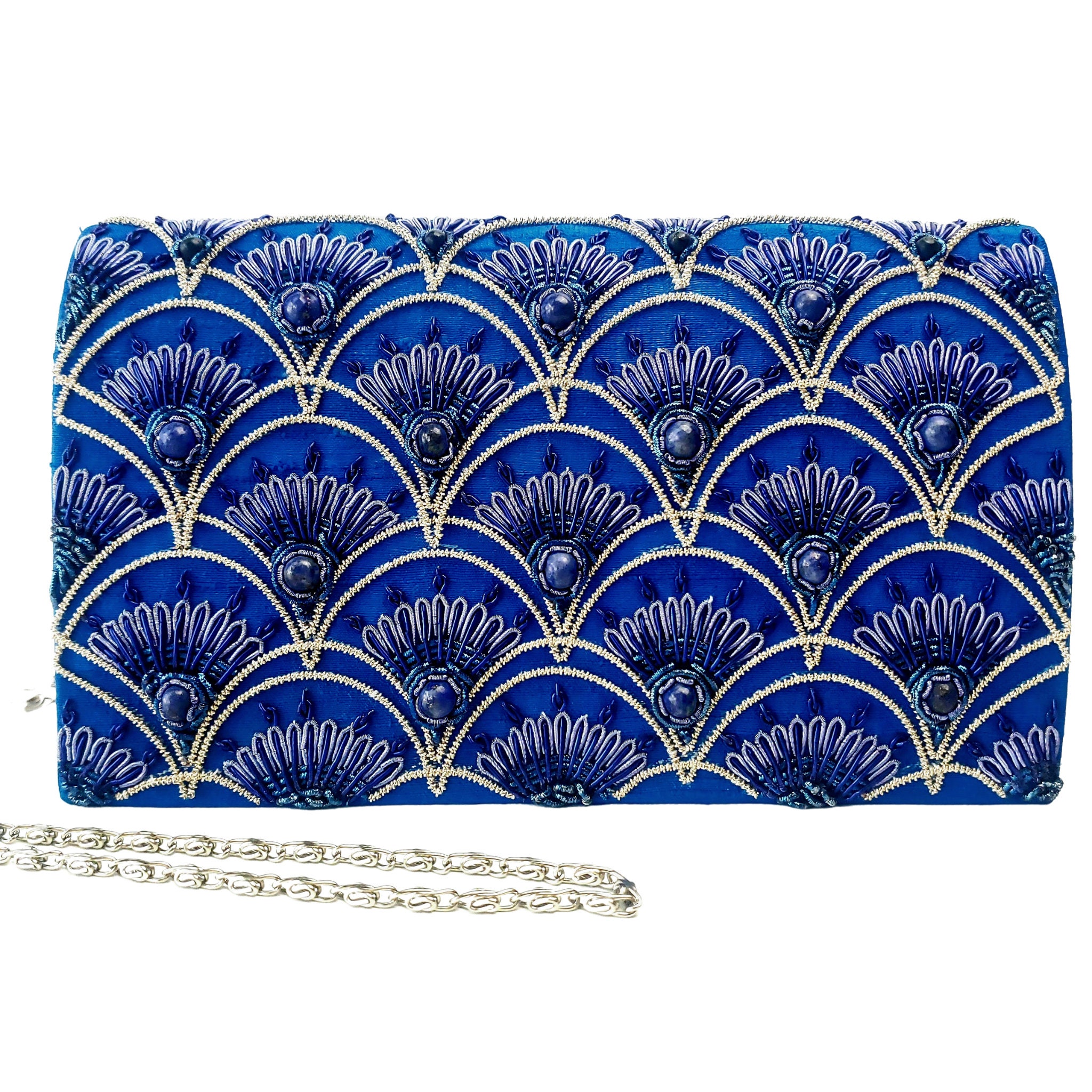 Red and Blue 100% Silk Clutch Handbag from India - Royal Love in Red and  Blue | NOVICA