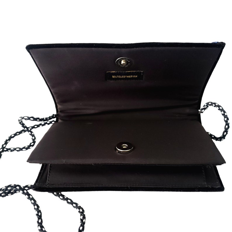 Embroidered Black Velvet Evening Bag Clutch Embellished With Etsy