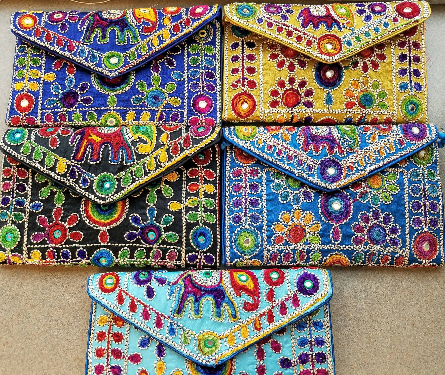 Elephant clutch, boho clutch, boho envelope clutch, Banjara clutch